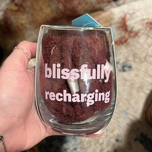 Bliss Spa Cozy Lounge Sock with Stemless Wine Glass Gift Set